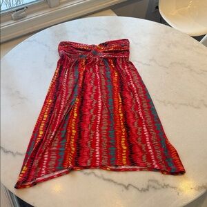 NWOT Laundry By Shelli Segal Strapless Red Multicolor Dress